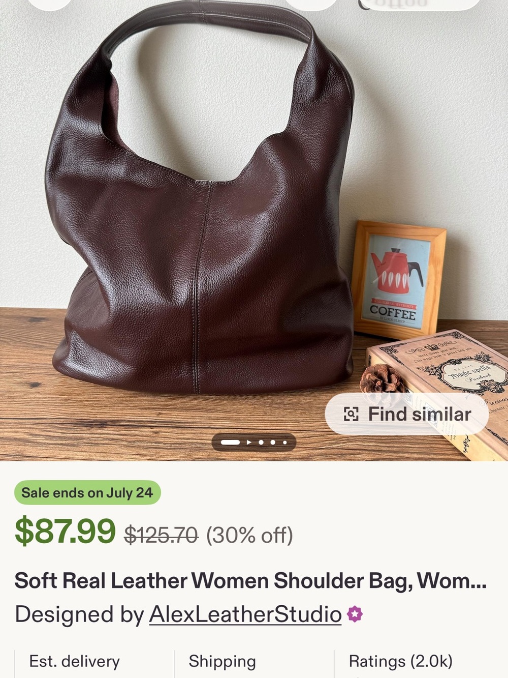 Handmade Italian Bag in Dark Brown Leather-pictures do not do it justice! - Picture 10 of 10